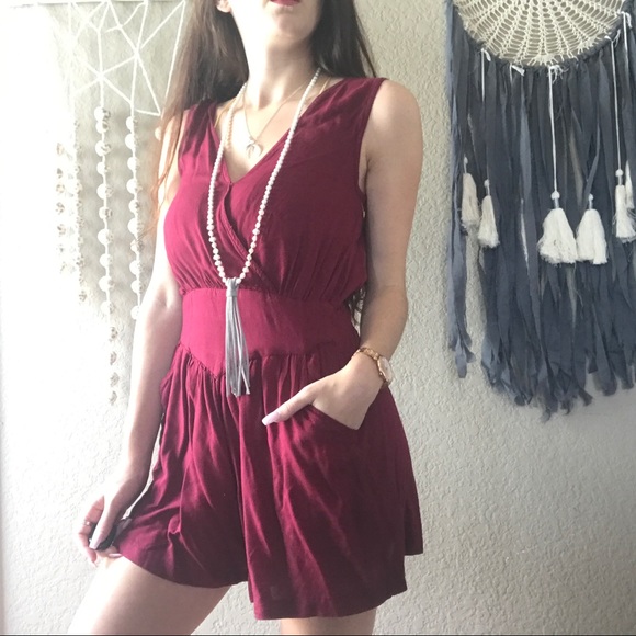 earthbound Pants - Earthbound maroon romper pockets